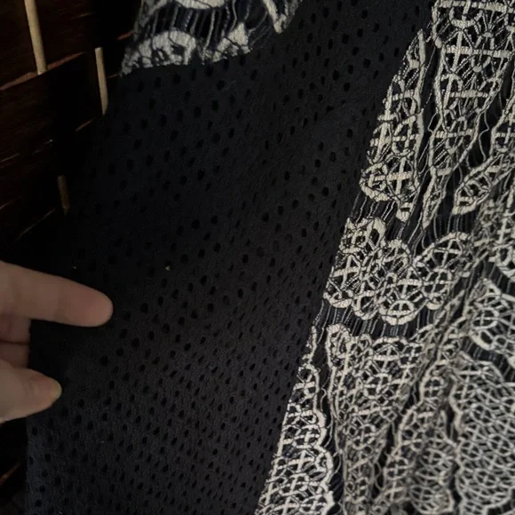 Cato Black Dress with Cream Lace-Effect Panels - Picture 4 of 4